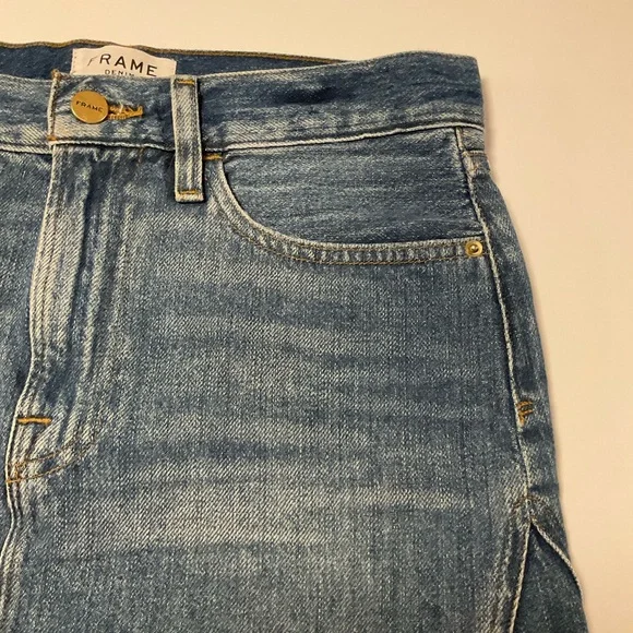 Frame Denim Mini Shirt, Washed Denim, 100% Cotton, 5-Pocket Style, Size 27 - Picture 5 of 12